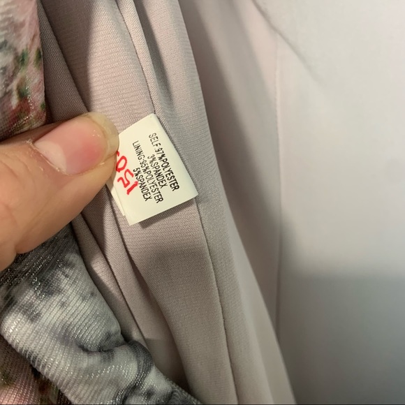 Excellent Kay Unger Metallic Silver Watercolor Floral Dress size 10 - Picture 7 of 8